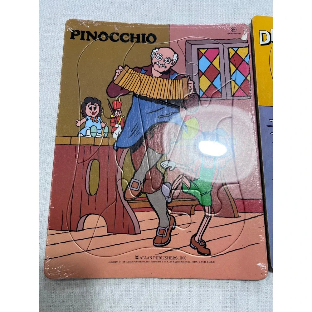 Vintage 1981 Allan Publishers Tray Puzzle Lot Pinocchio Deputy Dawg ABCs 3pc